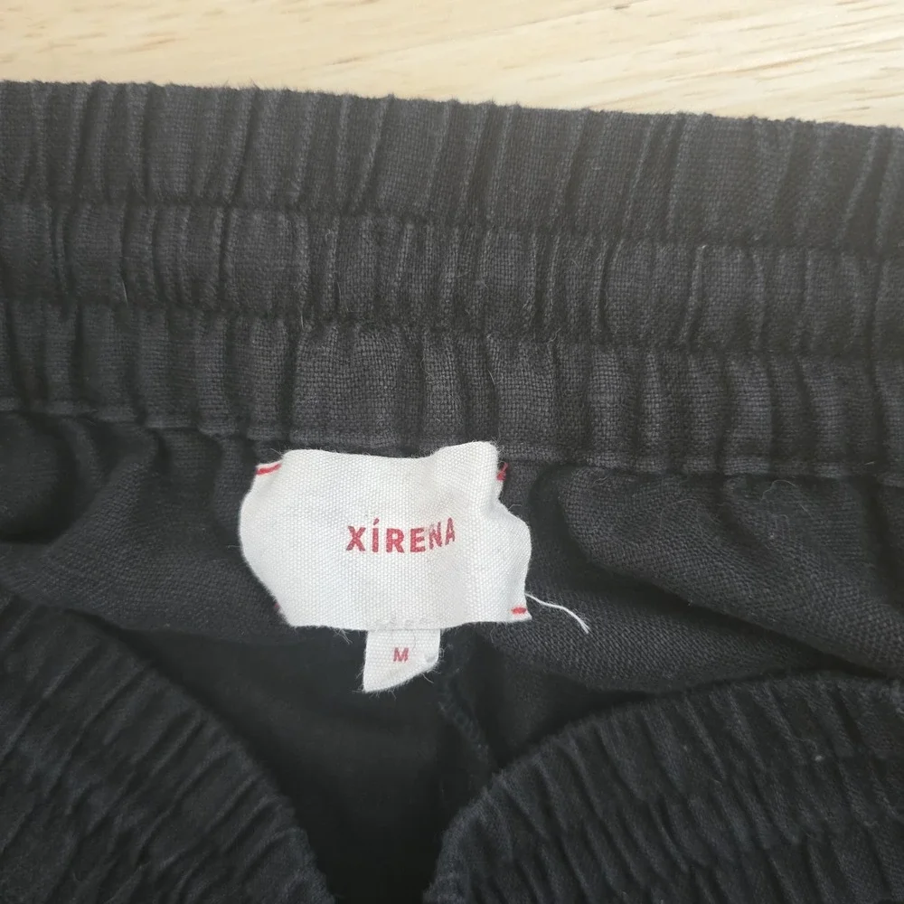 Xirena Black 100% Linen Wide Leg Drawstring Pants‎ Size Medium Relaxed Casual